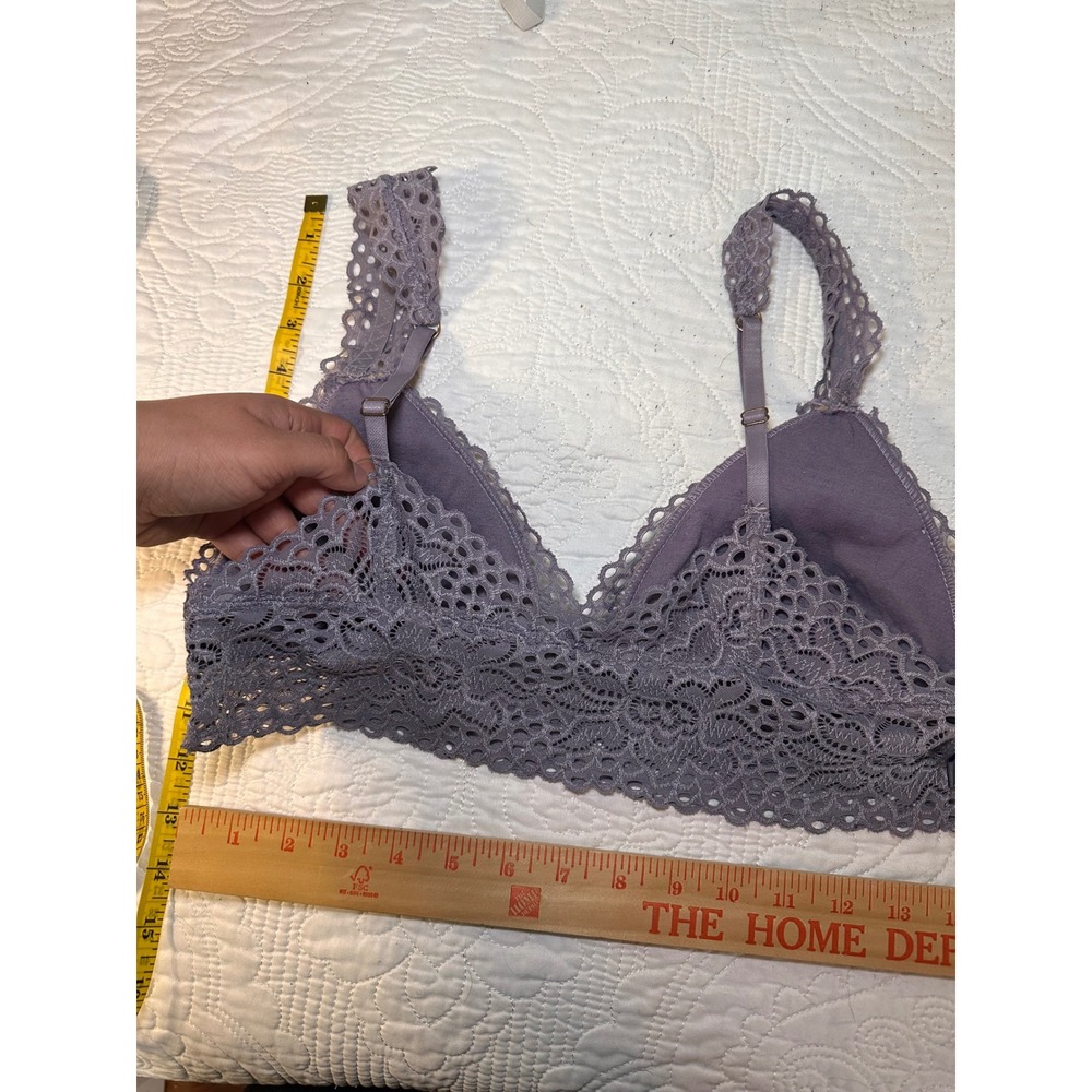 IJAK Lace Bralette Womens Medium Purple Floral Longline V-Neck Adjustable Straps - Picture 5 of 8